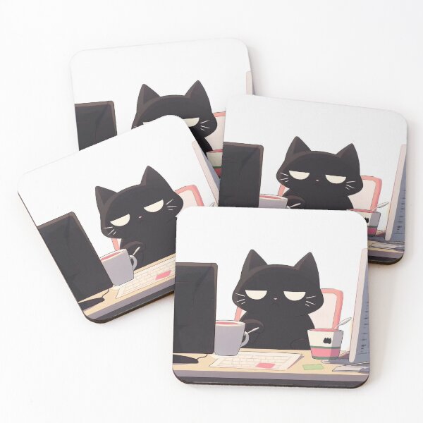 Item preview, Cute Black Cat Bored at Work designed and sold by PourElla.