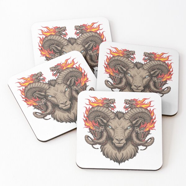 Item preview, A ram with two medieval dragons on its head designed and sold by JonysCreativeDesigns.