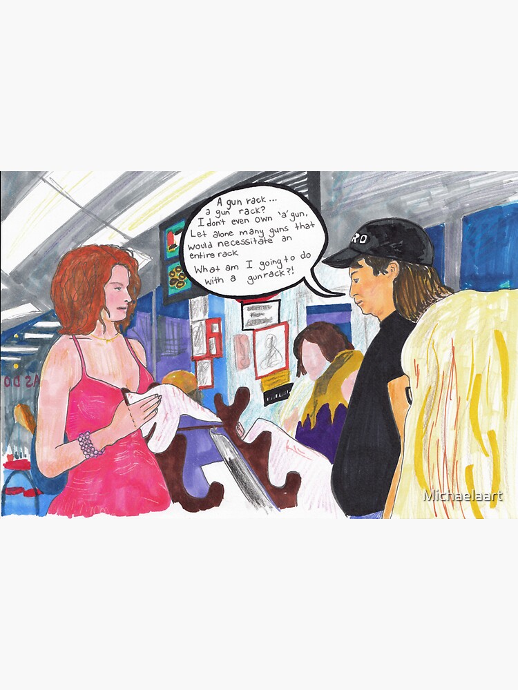 "Wayne's World Gun Rack" Sticker for Sale by Michaelaart Redbubble