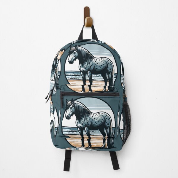Item preview, Black and white spotted horse on the beach designed and sold by Catherine Harrison.