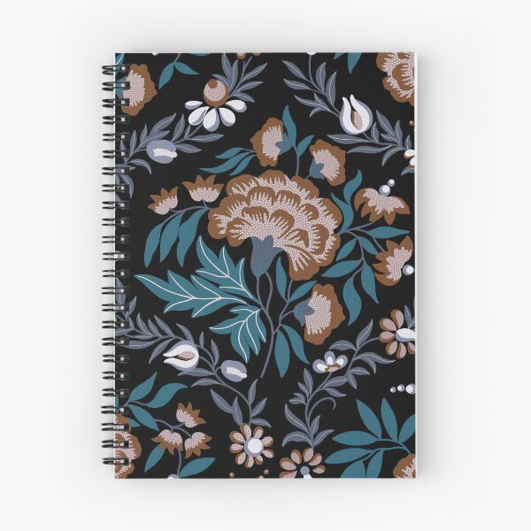 Item preview, Historical Floral Pattern - Black, Teal & Brown designed and sold by Sarah Thorpe Designs .