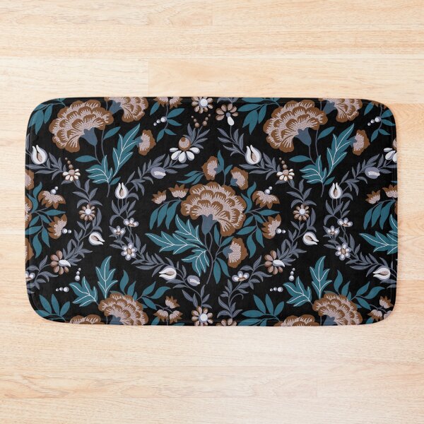 Item preview, Historical Floral Pattern - Black, Teal & Brown designed and sold by Sarah Thorpe Designs .