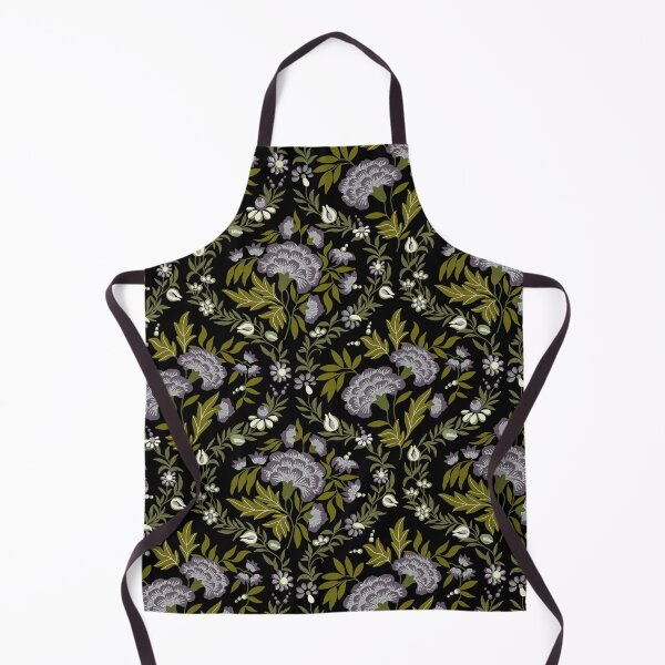 Item preview, Historical Floral Pattern - Black, Green & Dusky Purple Grey designed and sold by Sarah Thorpe Designs .