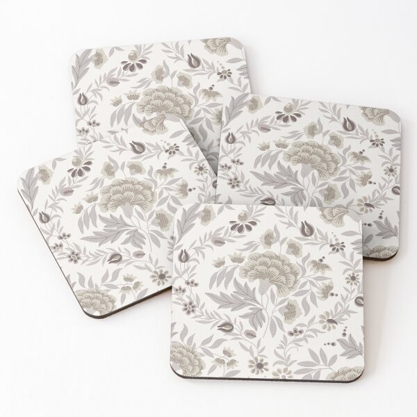 Item preview, Historical Floral Pattern - Grey, Beige & White designed and sold by Sarah Thorpe Designs .