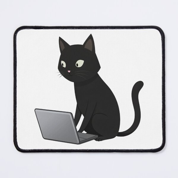 Item preview, Black cat working on laptop designed and sold by Bongkotchakorn.