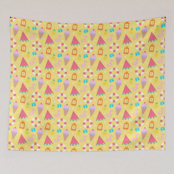 Item preview, seamless kids pattern cute hand drawn happy summer yellow background illustration designed and sold by nuchz.