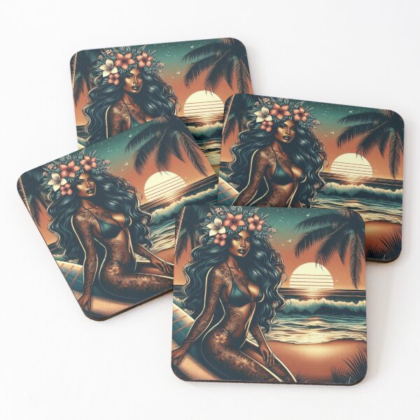 Item preview, GODDESS OF THE TROPICS - Ebony Tattoo Surf Goddess designed and sold by GoddessTropics.