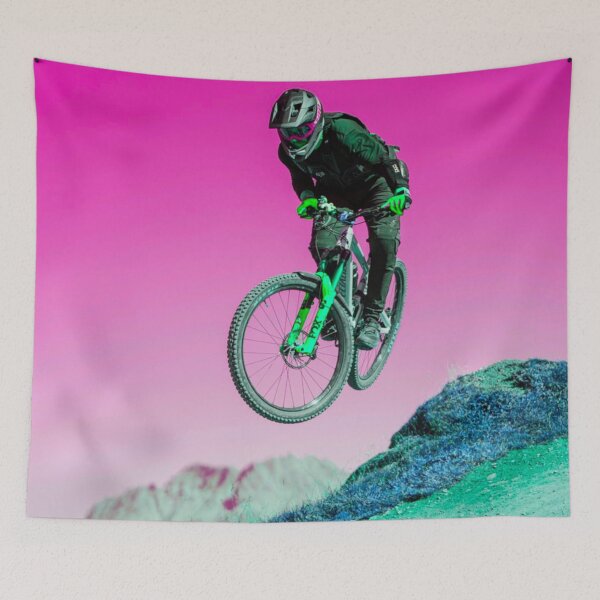 Item preview, MTB Racer Soaring Over Jumps designed and sold by GrizzlyCollective.