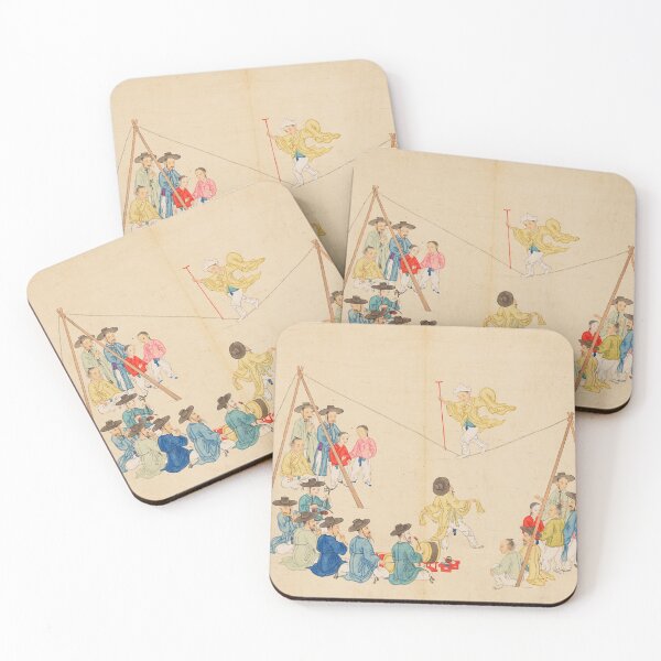 Item preview, Korean Traditional Tightrope Walking Korean art Minhwa folk painting designed and sold by allpalgo.