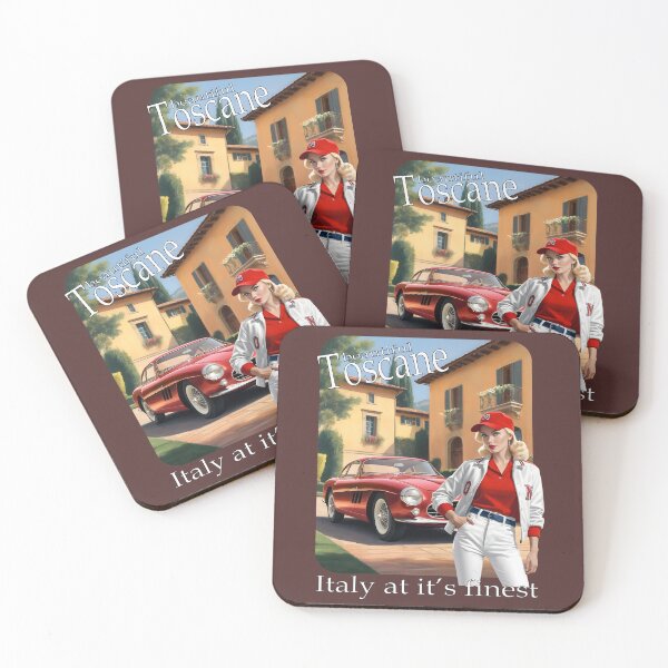 Item preview, Toscane, vintage poster, girl with red sportscar designed and sold by Museum Of Non-Existing Art.