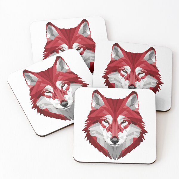 Item preview, Geometric Red Wolf Head Art - Modern Abstract Animal Design designed and sold by Simplehue.