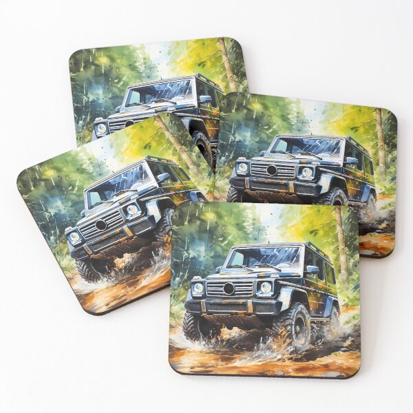 Item preview, Watercolor Forest Trail Mercedes SUV Off-Road designed and sold by RevUpDesign.