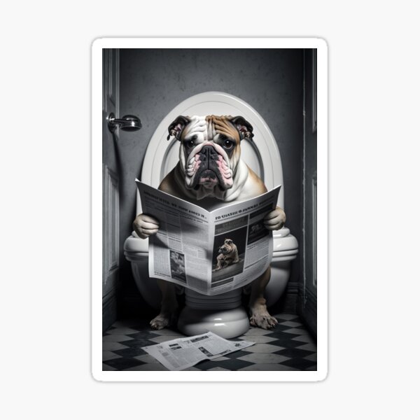 Artikel-Vorschau von Bulldogge sitzt auf der Toilette und liest Zeitung, designt und verkauft von CheekyAnimalz.