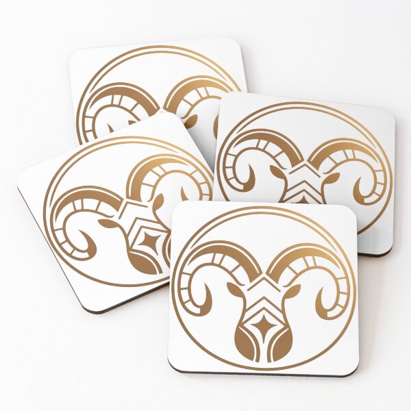Item preview, A gold and white circle with a ram's head in the center designed and sold by PWDigitalArt.