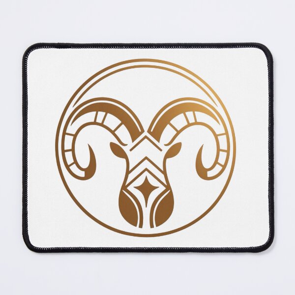 Item preview, A gold and white circle with a ram's head in the center designed and sold by PWDigitalArt.