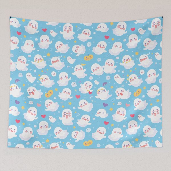 Item preview, Cute white ghosts seamless pattern designed and sold by cicicreativeart.