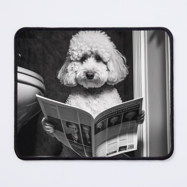 Item preview, Poodle Sitting on the Toilet Reading a Newspaper designed and sold by CheekyAnimalz.