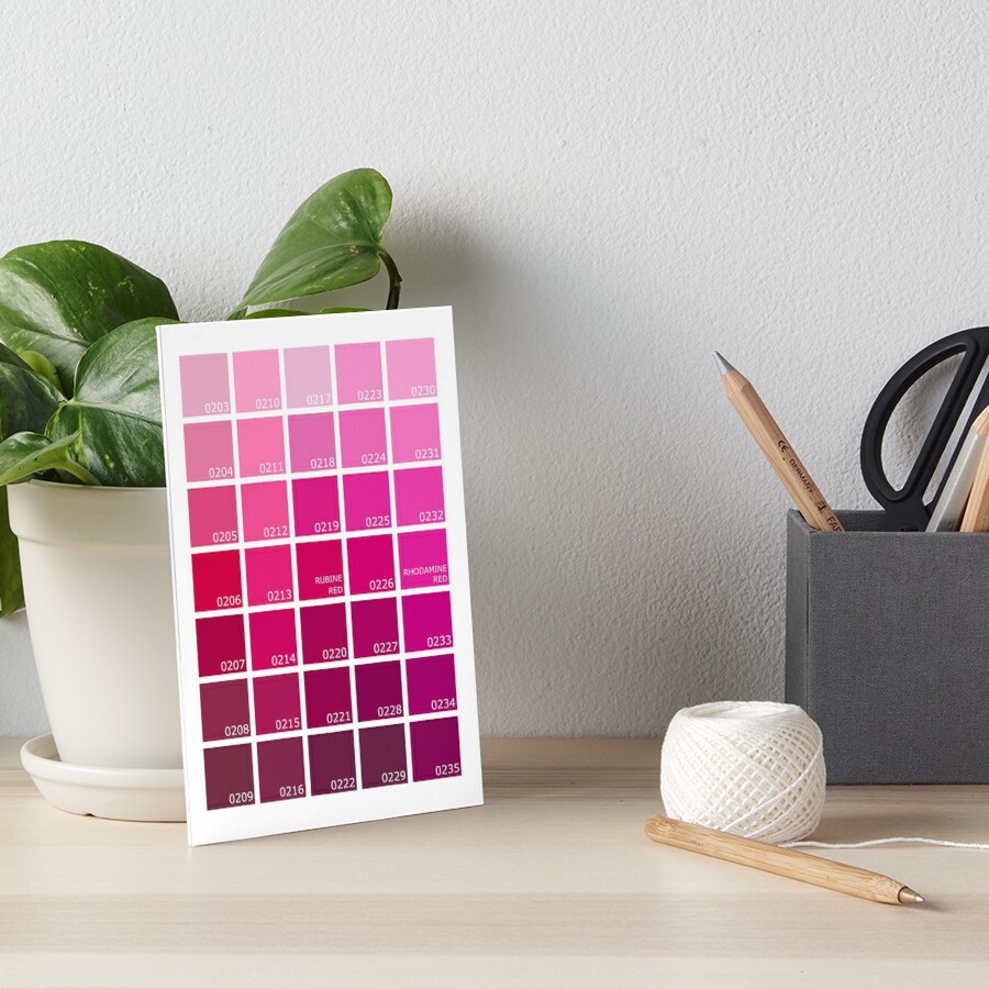 shades-of-pink-pantone-art-board-print-by-rogue-design-redbubble