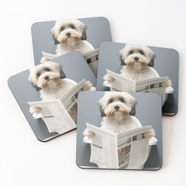 Item preview, Havanese Sitting on the Toilet Reading a Newspaper designed and sold by CheekyAnimalz.