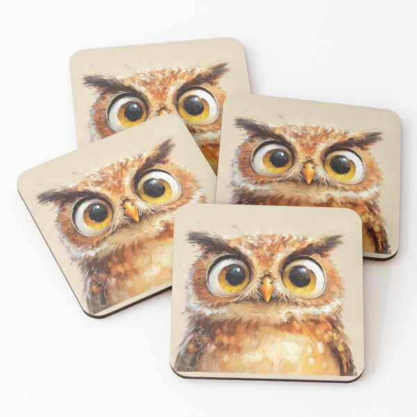 Item preview, Wide-eyed owl with a curious expression and detailed feathers. designed and sold by MystiS.