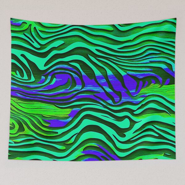 Item preview, Zebra Stripes On Wood - Green, Blue Abstract designed and sold by asurtiumgreen.