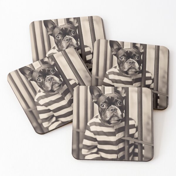 Item preview, Dog in Jail in a Striped Prison Suit, Funny Vintage designed and sold by CheekyAnimalz.