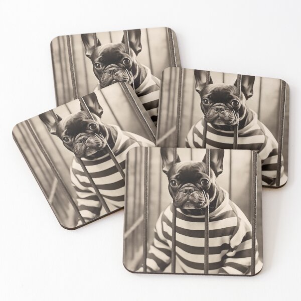 Item preview, Dog in Jail in a Striped Prison Suit, Funny Vintage designed and sold by CheekyAnimalz.