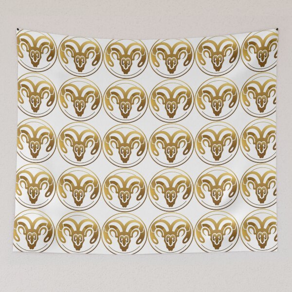 Item preview, A gold and white circle with a ram's head in the center designed and sold by PWDigitalArt.