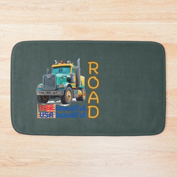 Item preview, Cartoon truck ready to on the road very where UAS road ang highway, fag USA beautiful truck and beautiful road, mint color and yellow color truck on the road USA designed and sold by CHOKCHAIVONGDEE.