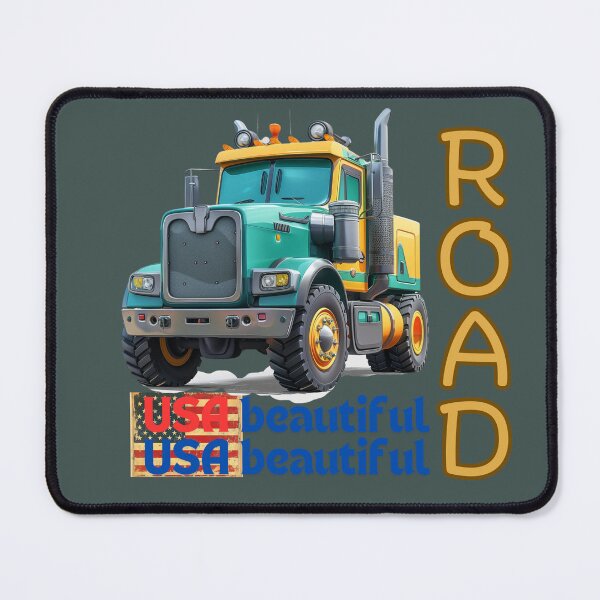 Item preview, Cartoon truck ready to on the road very where UAS road ang highway, fag USA beautiful truck and beautiful road, mint color and yellow color truck on the road USA designed and sold by CHOKCHAIVONGDEE.