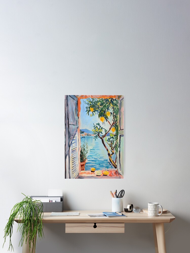 Henri Matisse Style Poster, Mediterranean, Open Window, Pastel Poster