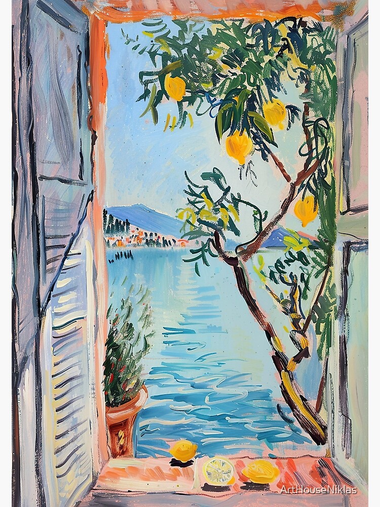 Henri Matisse Style Poster, Mediterranean, Open Window, Pastel Poster
