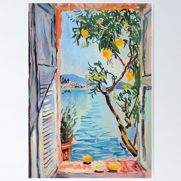 Item preview, Henri Matisse Style Poster, Mediterranean, Open Window, Pastel designed and sold by ArtHouseNiklas.