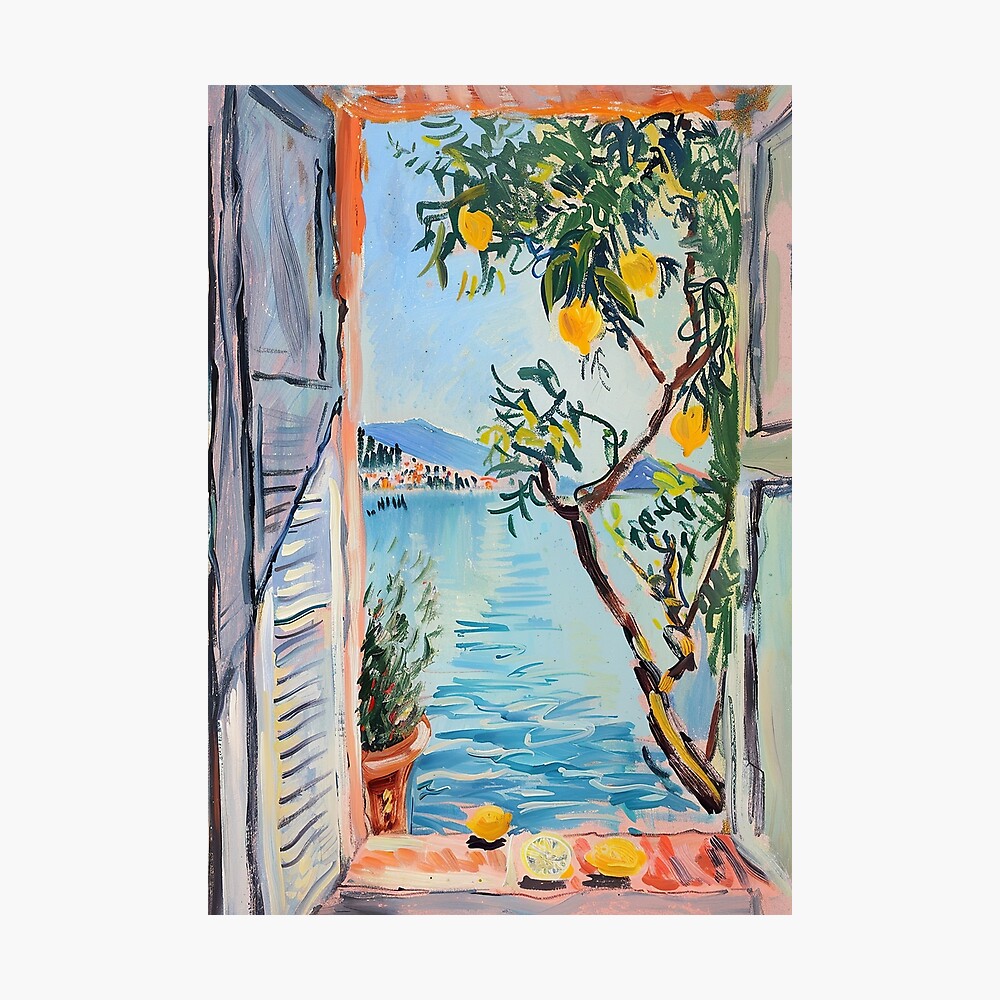 Henri Matisse Style Poster, Mediterranean, Open Window, Pastel Poster