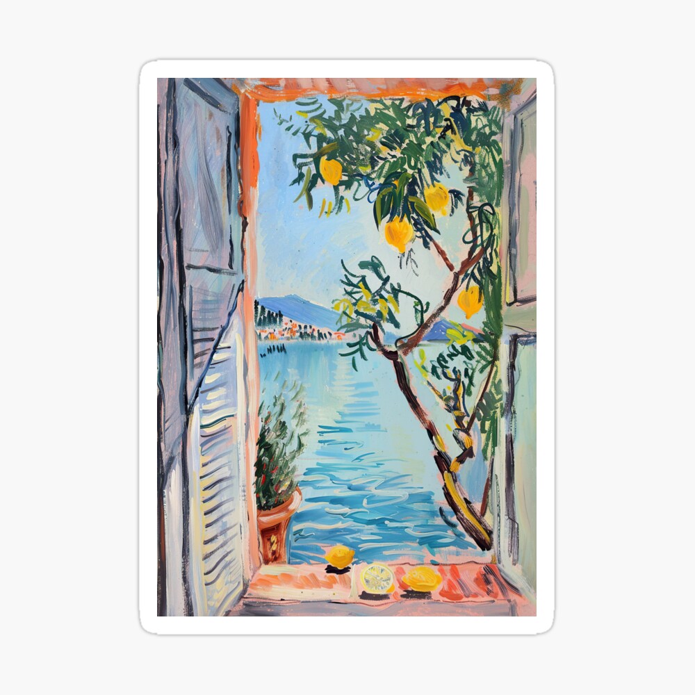 Henri Matisse Style Poster, Mediterranean, Open Window, Pastel Poster