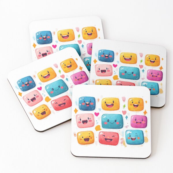 Item preview, Colorful square characters with happy faces and playful expressions. designed and sold by MystiS.