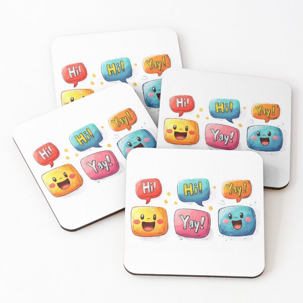 Item preview, Colorful speech bubbles with cheerful messages, "Hi!" and "Yay!" designed and sold by MystiS.