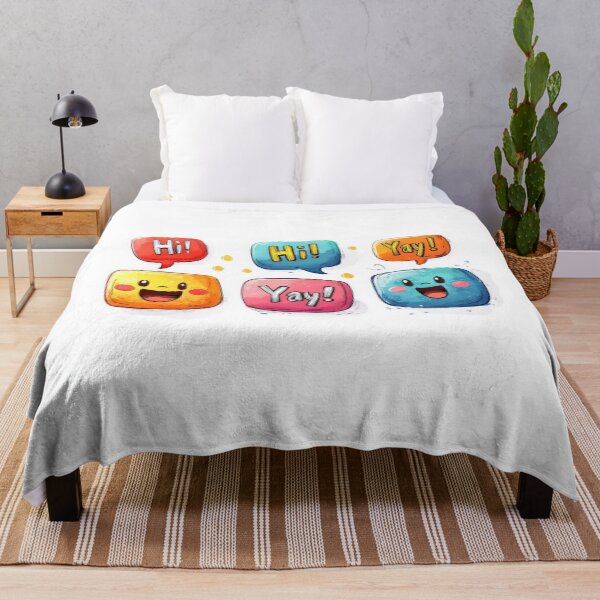 Item preview, Colorful speech bubbles with cheerful messages, "Hi!" and "Yay!" designed and sold by MystiS.