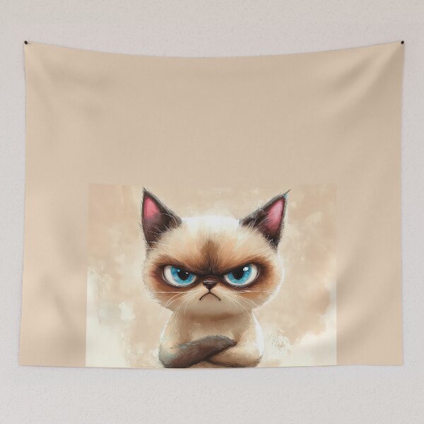 Item preview, Grumpy cat with crossed arms and intense blue eyes. designed and sold by MystiS.