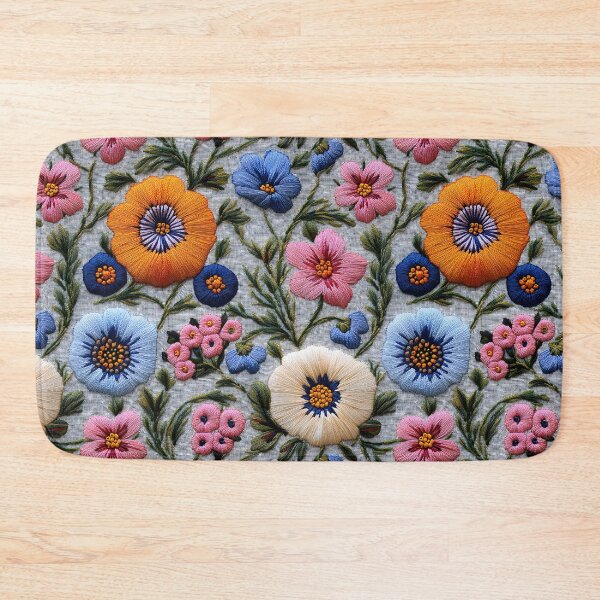 Item preview, Cozy Retro Floral Linen Boho Embroidery designed and sold by SecretDicer.