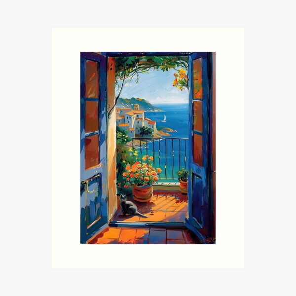 Item preview, Henri Matisse Style Poster, Mediterranean, Open Window, Pastel designed and sold by ArtHouseNiklas.