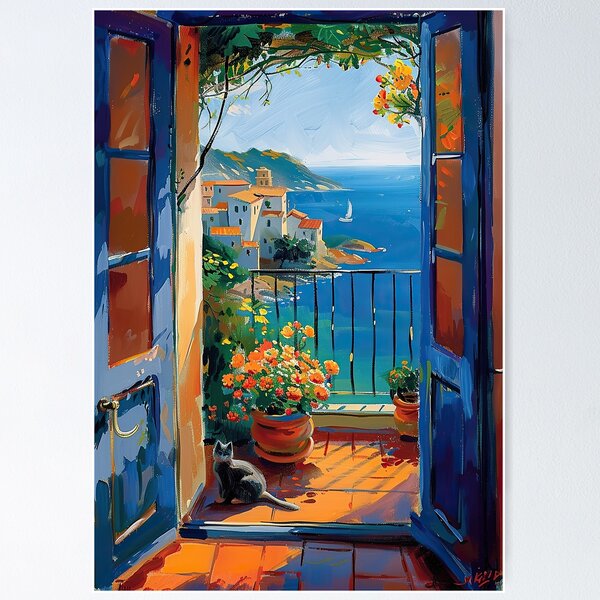 Item preview, Henri Matisse Style Poster, Mediterranean, Open Window, Pastel designed and sold by ArtHouseNiklas.