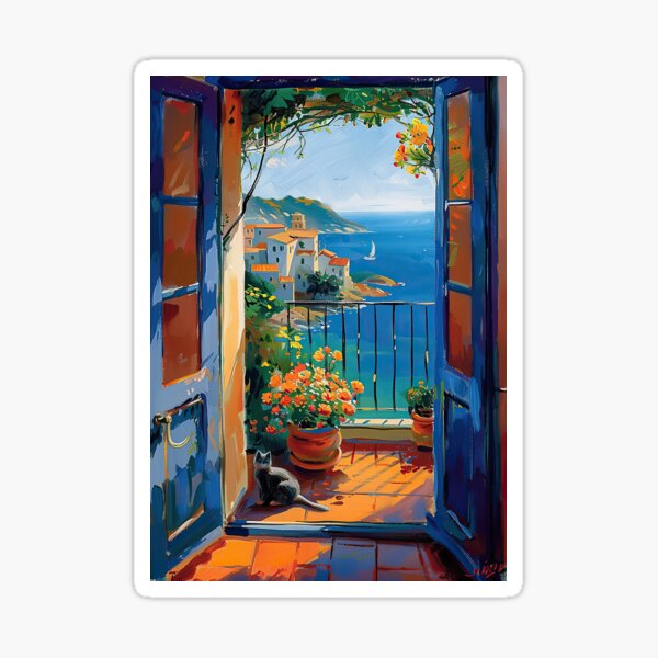 Item preview, Henri Matisse Style Poster, Mediterranean, Open Window, Pastel designed and sold by ArtHouseNiklas.
