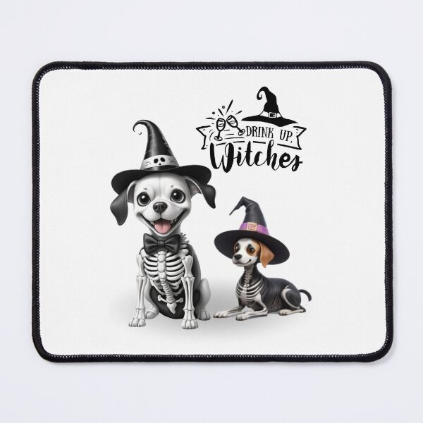 Item preview, Drink Up Witches Halloween Dogs With Witch Hats designed and sold by FreeStyleTrend.