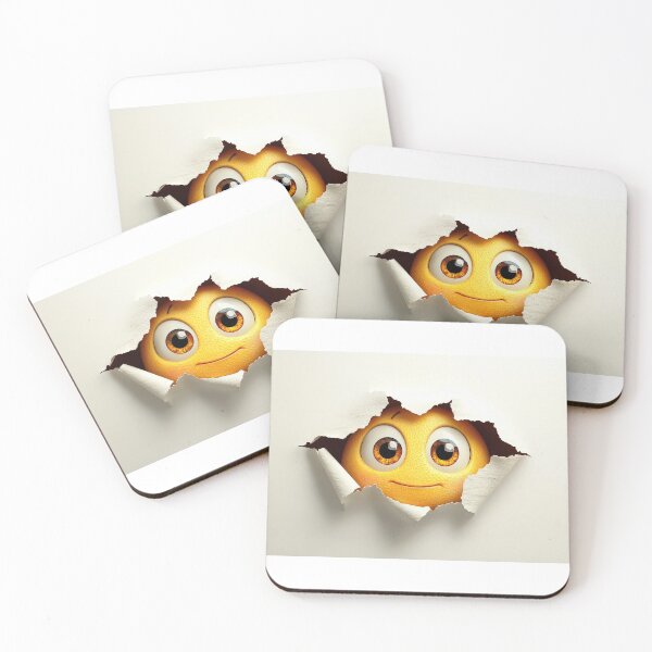 Item preview, Smiling emoji character emerging from torn paper with big eyes. designed and sold by MystiS.