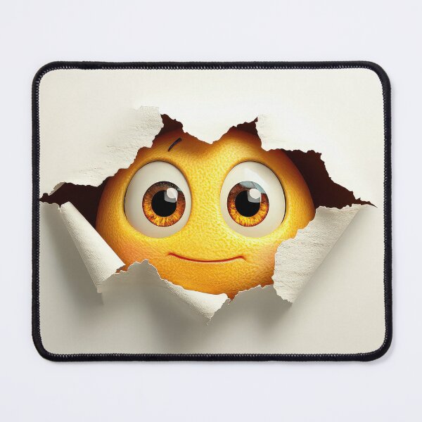 Item preview, Smiling emoji character emerging from torn paper with big eyes. designed and sold by MystiS.