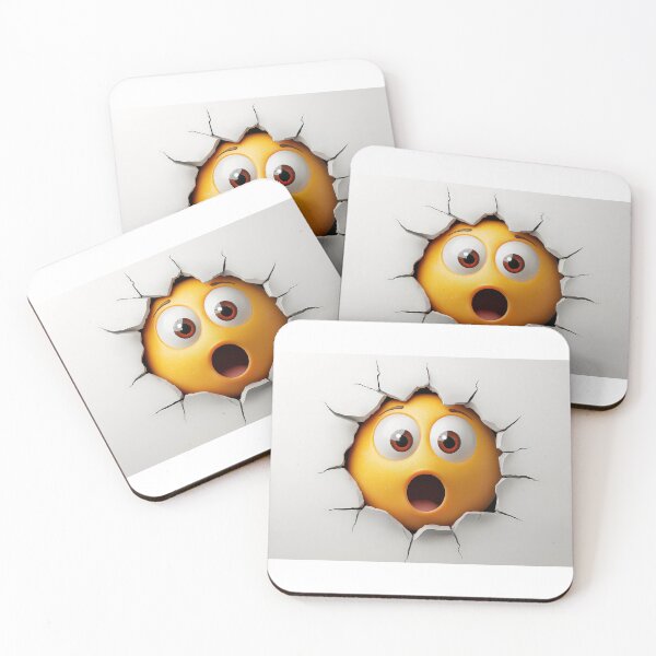 Item preview, Shocked emoji character bursting through a cracked wall. designed and sold by MystiS.