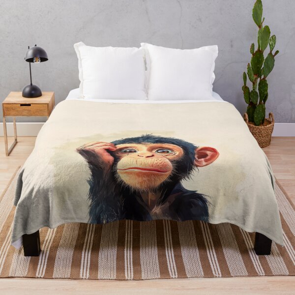 Item preview, Thoughtful baby chimp scratching head with wide, curious eyes. designed and sold by MystiS.