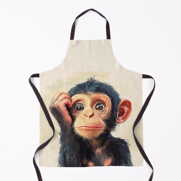 Item preview, Thoughtful baby chimp scratching head with wide, curious eyes. designed and sold by MystiS.
