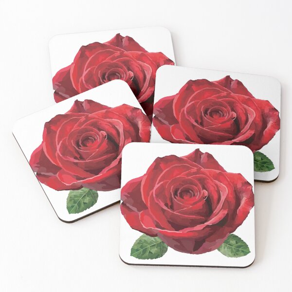 Item preview, A bright red rose with green leaves designed and sold by KC-DESIGN.
